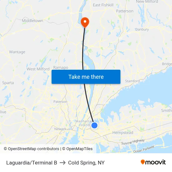 Lga/Terminal B to Cold Spring, NY map