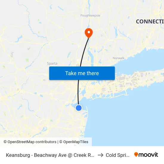 Keansburg -  Beachway Ave @ Creek Rd (Northbound) to Cold Spring, NY map