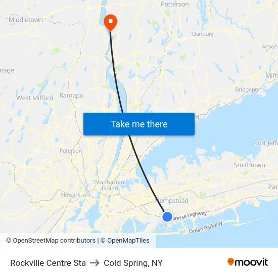 Rockville Centre Sta to Cold Spring, NY map
