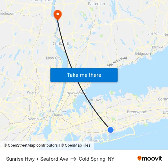 Sunrise Hwy + Seaford Ave to Cold Spring, NY map