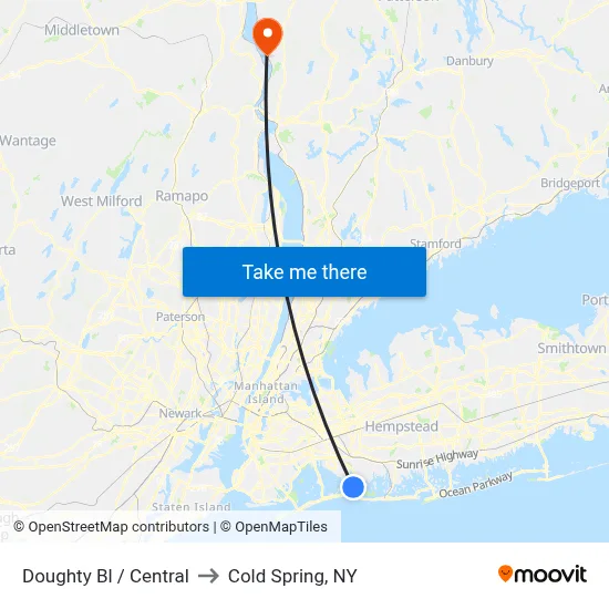 Doughty Bl / Central to Cold Spring, NY map