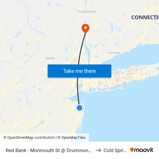 Red Bank - Monmouth St @ Drummond Pl (Southbound) to Cold Spring, NY map
