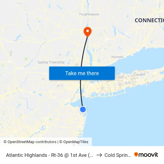 Atlantic Highlands - Rt-36 @ 1st Ave (Northbound) to Cold Spring, NY map