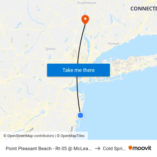 Point Pleasant Beach - Rt-35 @ McLean Ave (Northbound) to Cold Spring, NY map