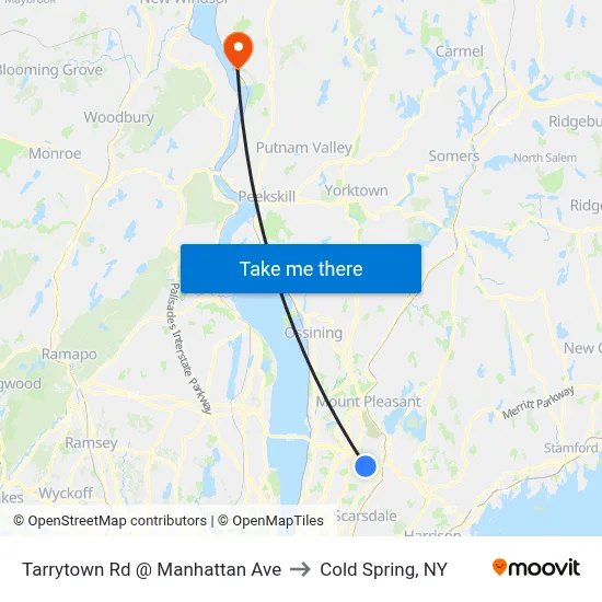 Tarrytown Rd @ Manhattan Ave to Cold Spring, NY map