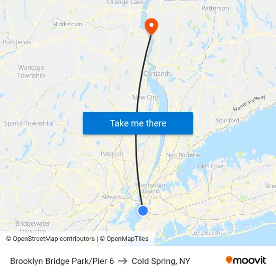 Brooklyn Bridge Park/Pier 6 to Cold Spring, NY map