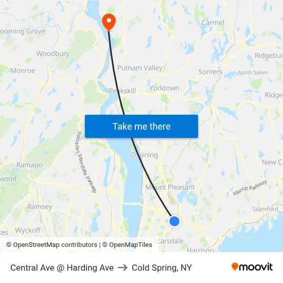 Central Ave @ Harding Ave to Cold Spring, NY map