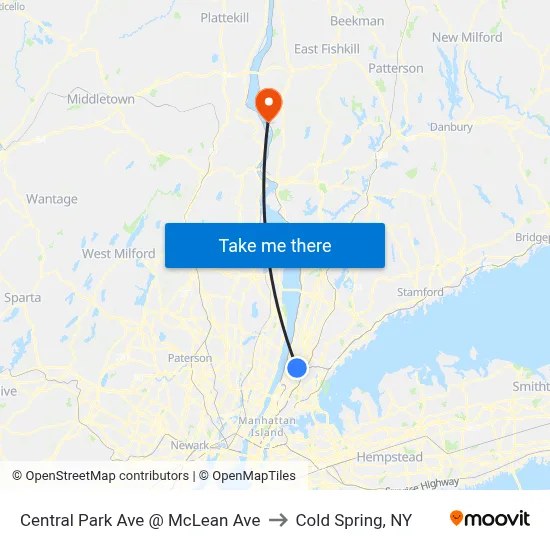 Central Park Ave @ McLean Ave to Cold Spring, NY map