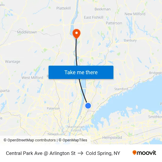 Central Park Ave @ Arlington St to Cold Spring, NY map