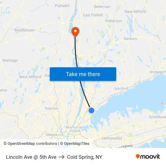 Lincoln Ave @ 5th Ave to Cold Spring, NY map