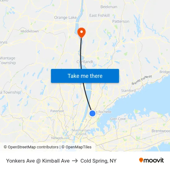 Yonkers Ave @ Kimball Ave to Cold Spring, NY map