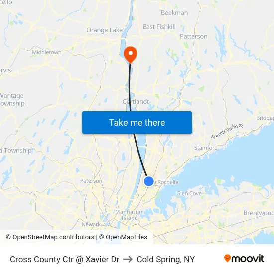 Cross County Ctr @ Xavier Dr to Cold Spring, NY map