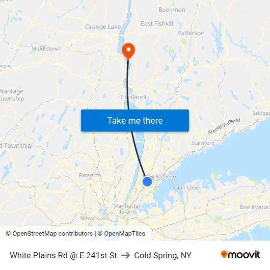 White Plains Rd @ E 241st St to Cold Spring, NY map