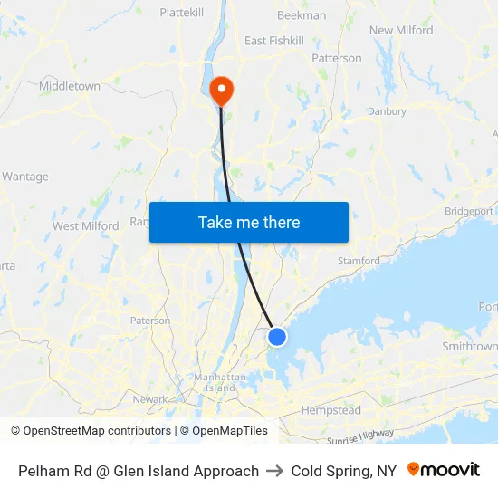 Pelham Rd @ Glen Island Approach to Cold Spring, NY map