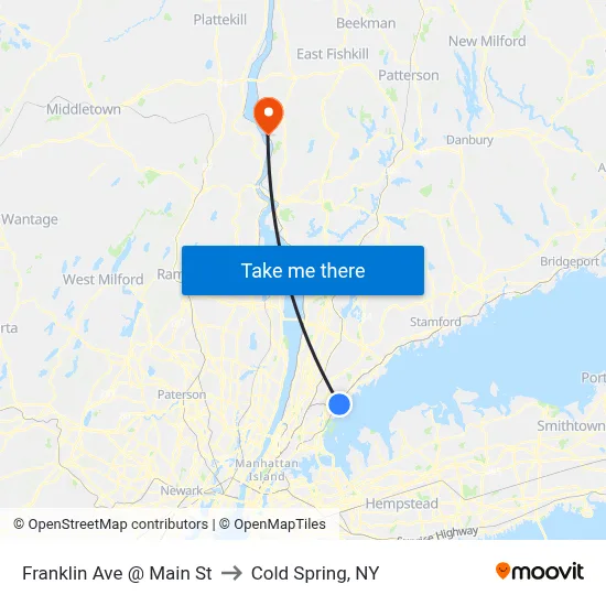 Franklin Ave @ Main St to Cold Spring, NY map