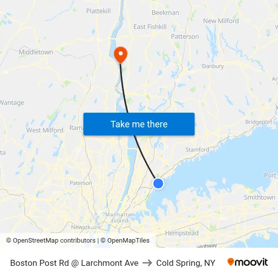 Boston Post Rd @ Larchmont Ave to Cold Spring, NY map