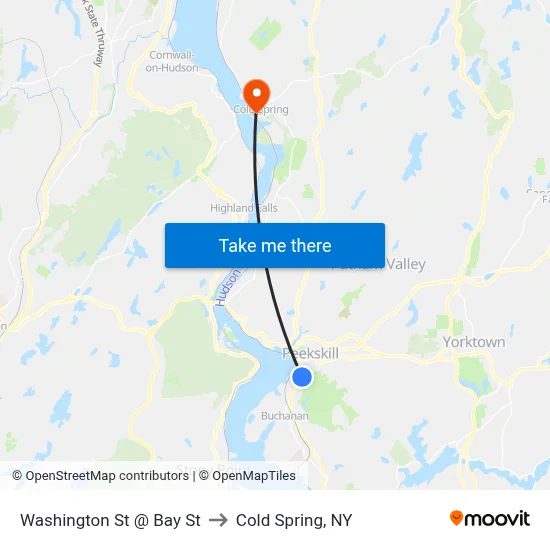 Washington St @ Bay St to Cold Spring, NY map