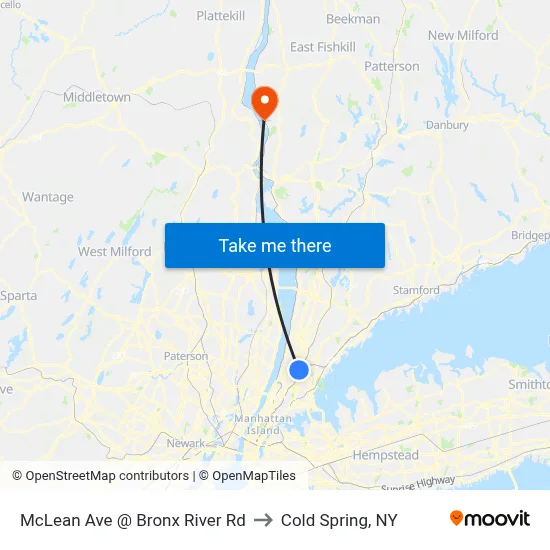 McLean Ave @ Bronx River Rd to Cold Spring, NY map