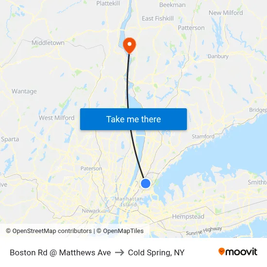 Boston Rd @ Matthews Ave to Cold Spring, NY map