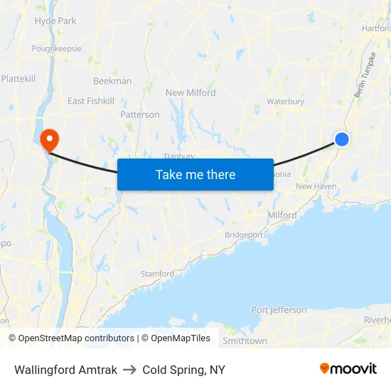 Wallingford Amtrak to Cold Spring, NY map
