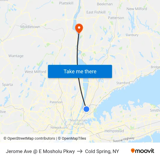 Jerome Ave @ E Mosholu Pkwy to Cold Spring, NY map