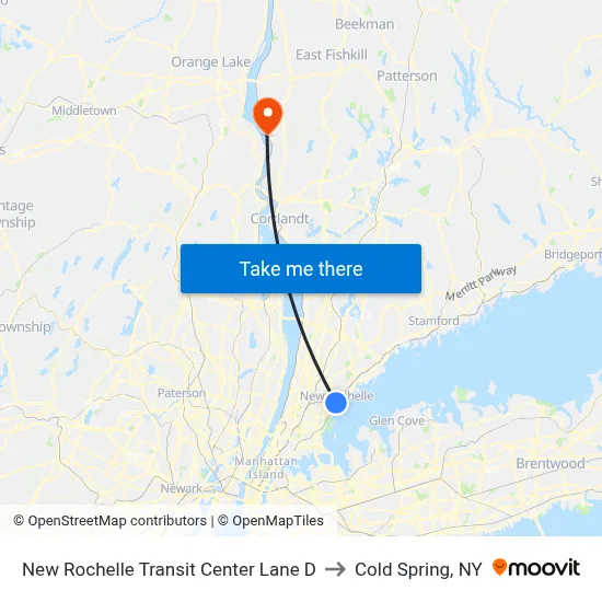 New Rochelle Transit Center Lane D to Cold Spring, NY map