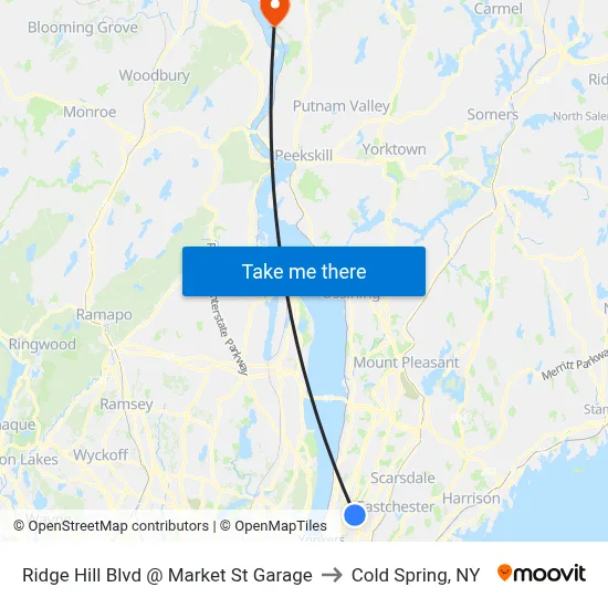 Ridge Hill Blvd @ Market St Garage to Cold Spring, NY map