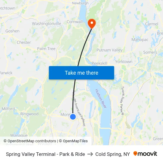 Spring Valley Terminal - Park & Ride to Cold Spring, NY map