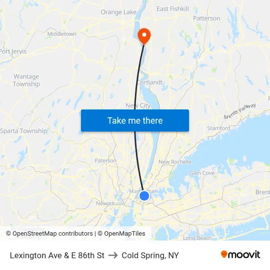 Lexington Ave & E 86th St to Cold Spring, NY map