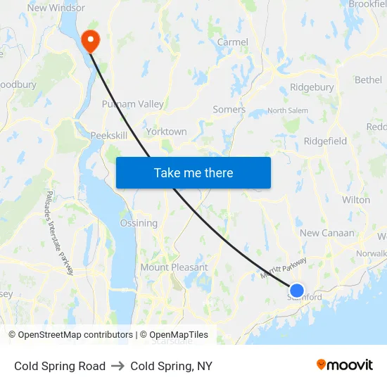 Cold Spring Road to Cold Spring, NY map