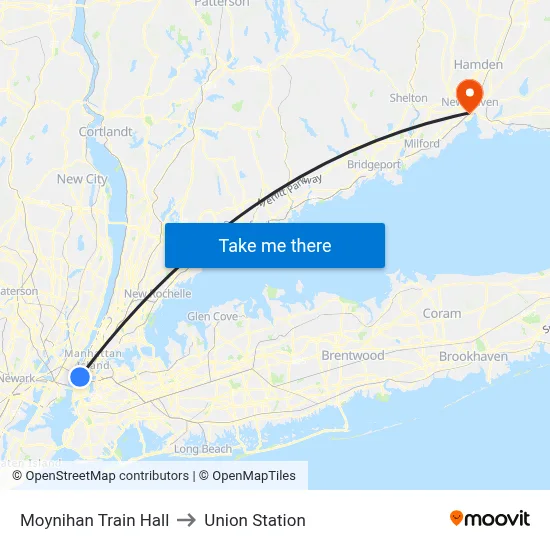 Moynihan Train Hall to Union Station map