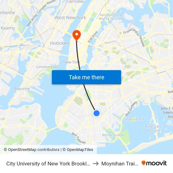 City University of New York Brooklyn College to Moynihan Train Hall map