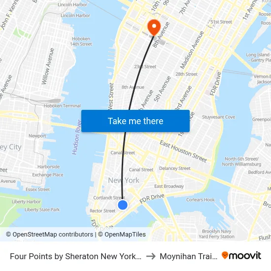 Four Points by Sheraton New York Downtown to Moynihan Train Hall map
