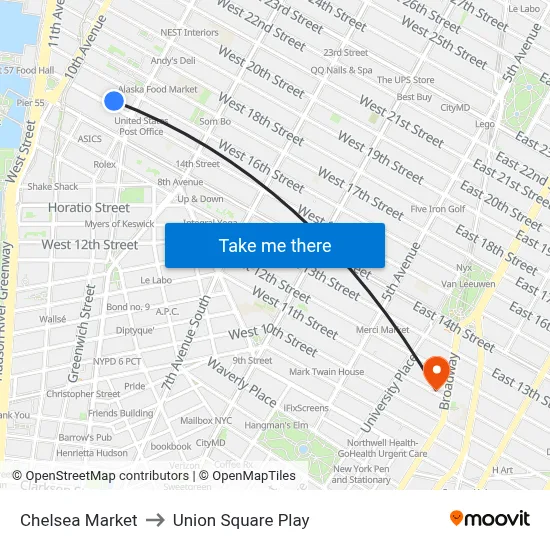 Chelsea Market to Union Square Play map