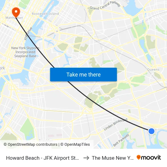 Howard Beach - JFK Airport Station to The Muse New York map
