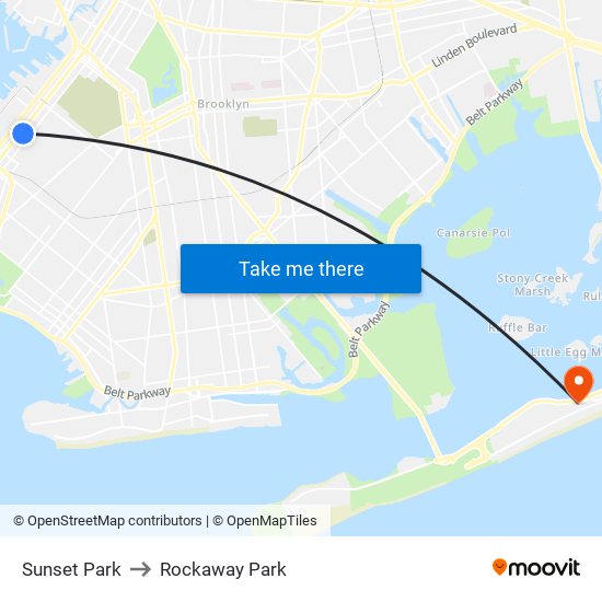 Sunset Park to Rockaway Park map