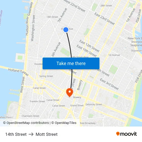 14th Street to Mott Street map
