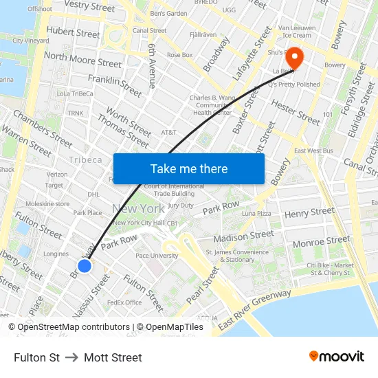 Fulton St to Mott Street map