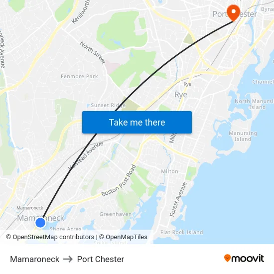 Mamaroneck to Port Chester map