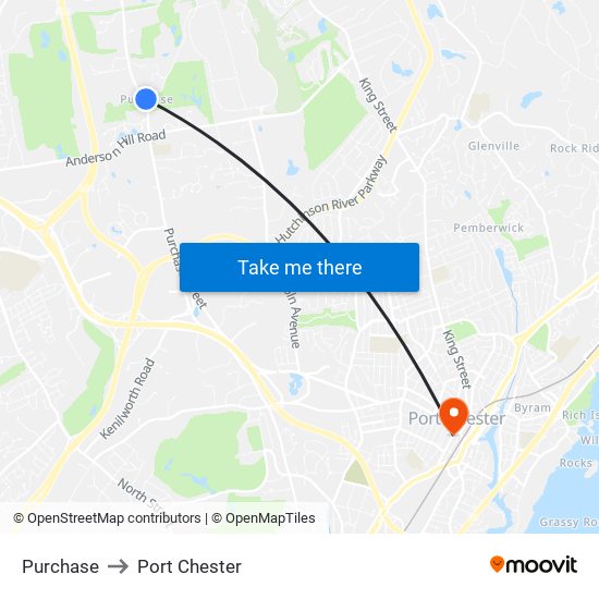 Purchase to Port Chester map