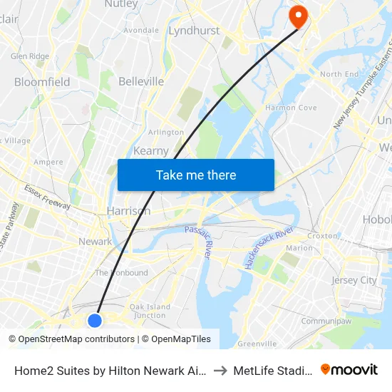 Home2 Suites by Hilton Newark Airport, 620 US Highway 1 and 9 to MetLife Stadium map