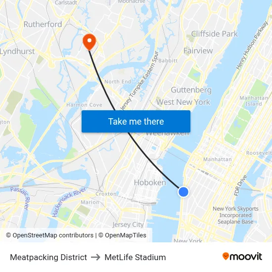 Meatpacking District to MetLife Stadium map