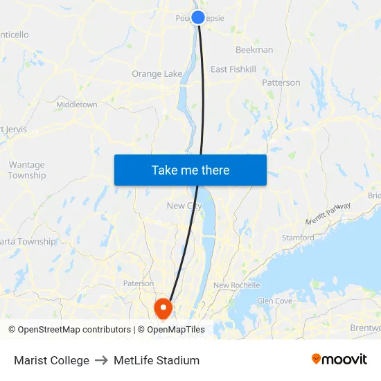 Marist College to MetLife Stadium map