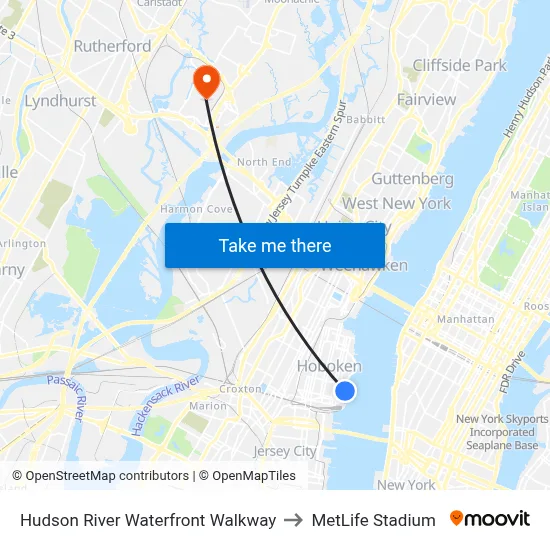 Hudson River Waterfront Walkway to MetLife Stadium map