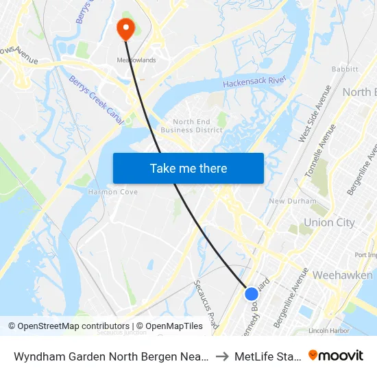 Wyndham Garden North Bergen Near Secaucus to MetLife Stadium map