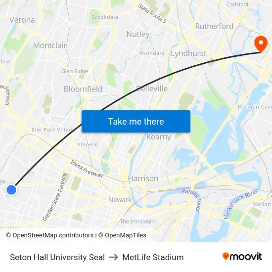 Seton Hall University Seal to MetLife Stadium map