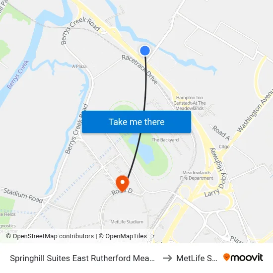 Springhill Suites East Rutherford Meadowlands/Carlstadt to MetLife Stadium map