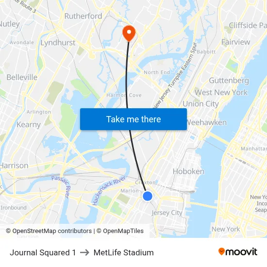 Journal Squared 1 to MetLife Stadium map