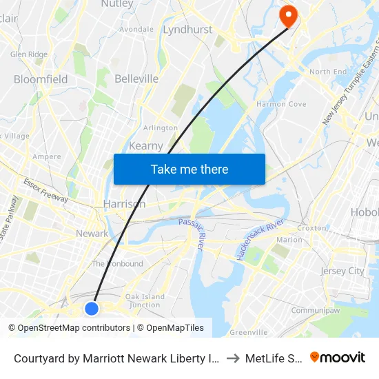 Courtyard by Marriott Newark Liberty International Airport to MetLife Stadium map