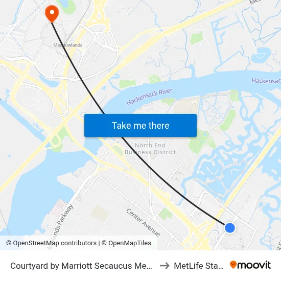 Courtyard by Marriott Secaucus Meadowlands to MetLife Stadium map